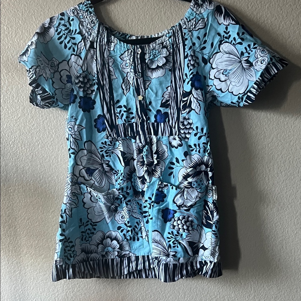 Koi Blue Floral Women's Blouse